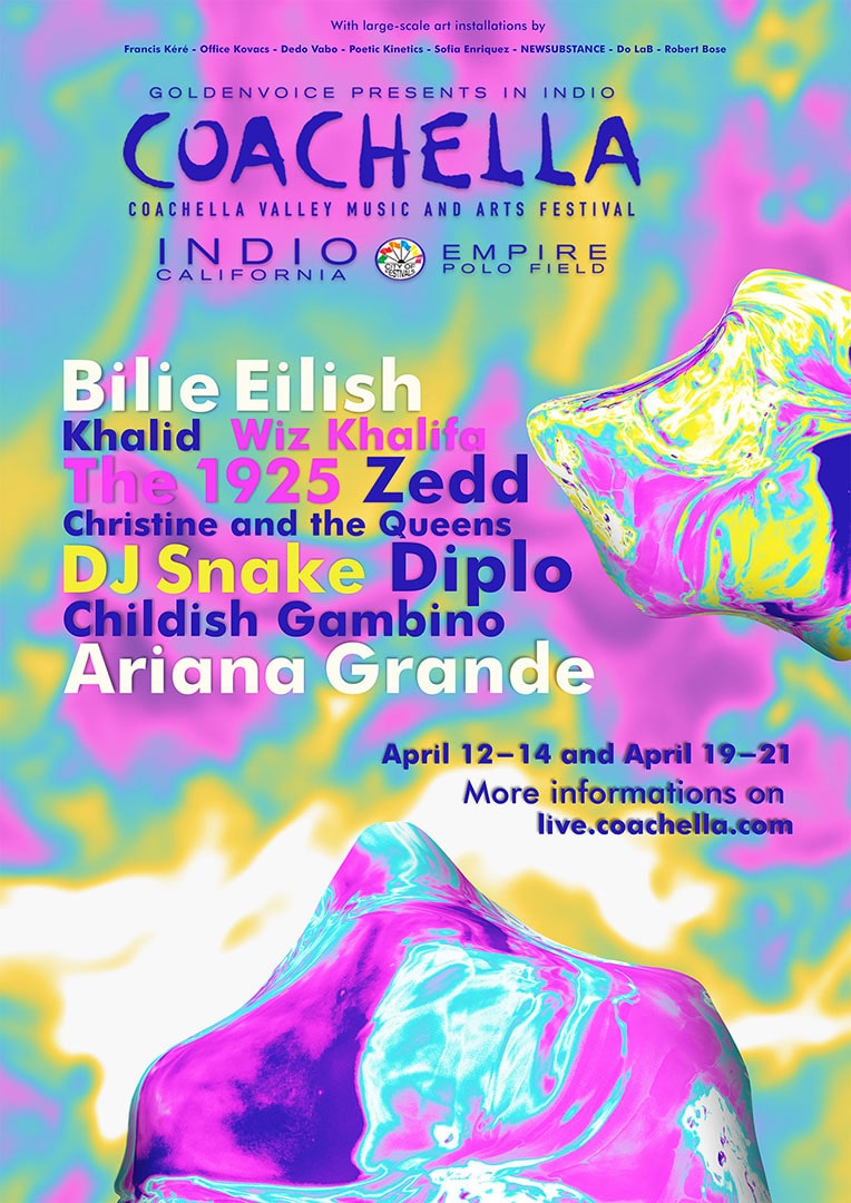 Affiche exercice pour le festival Coachella avec le style de Baugasm