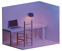 Rendu du bureau d'une chambre en 3D