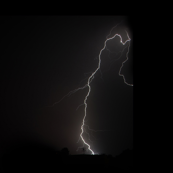Photo of a lightning bolt taken in long exposure