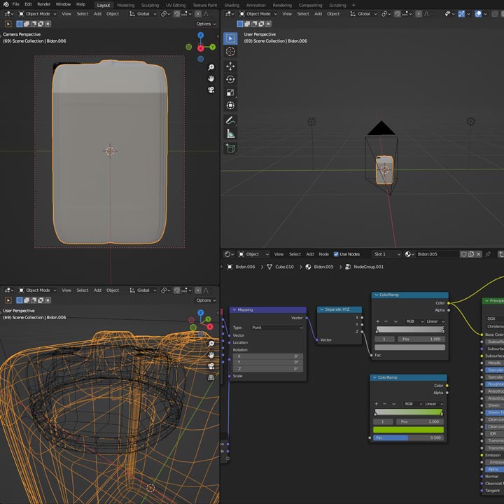 Modélisation 3D d'un bidon pour visuels produits sur le logiciel Blender