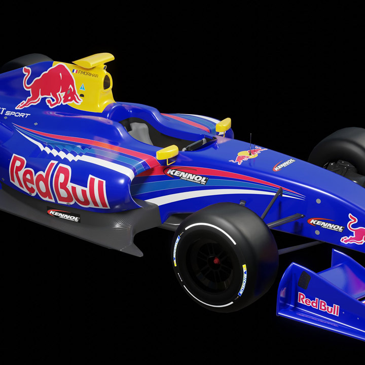 Projet 3D de stickers pour une Formule 3.5 brandée Kennol et RedBull